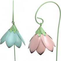 Glockenblumen zum Stecken, Metallblumen, Frühlingsstecker L34cm Rosa, Violett, Blau, Weiß 4er-Set