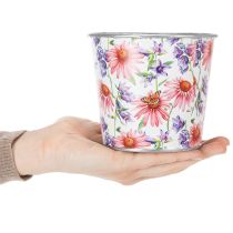 Artikel Blumentopf aus Metall mit Frühlingsmotiv Ø12cm H10,5cm für Innen und Außen