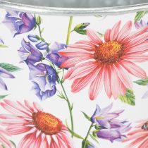 Artikel Blumentopf Übertopf aus Metall mit Blumenmotiv Ø14cm H12,5cm für Innen und Außen