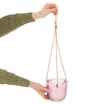 Artikel Hängedeko Blumentopf aus Glas, Lila und Grün, Ø14cm, 2 Stück