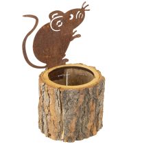 Artikel Blumentopf Holz Übertopf Rinde und Maus Edelrost H24cm