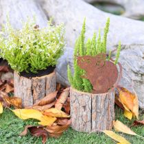 Artikel Blumentopf Holzoptik mit Metallmaus und Plastikeinsatz