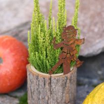 Artikel Blumentopf Holz Übertopf mit Vogelscheuche aus Rostoptik, H24,5cm