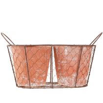 Artikel Blumentopf-Set mit Drahtkorb Keramik Terrakotta Braun L38,5cm