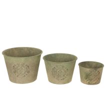 Artikel Blumentopf-Set Metall Grün Ø22-13,5cm 3 Stück Vintage-Look