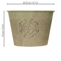 Artikel Blumentopf-Set Metall Grün Ø22-13,5cm 3 Stück Vintage-Look