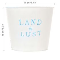 Artikel Blumentopf Weiß, Blau Übertopf Metall Frühling Ø17cm H15,5cm