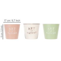 Artikel Blumentopf-Set rund 17 cm 3 Stück Pastellfarben Metall für Innenbereich