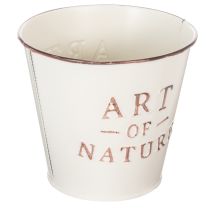Artikel Blumentopf aus Zink Creme Ø15cm H13,5cm mit Prägung Art of Nature für Innen- und Außendekoration