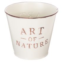 Artikel Blumentopf aus Zink Creme Ø15cm H13,5cm mit Prägung Art of Nature für Innen- und Außendekoration
