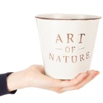 Artikel Blumentopf aus Zink Creme Ø15cm H13,5cm mit Prägung Art of Nature für Innen- und Außendekoration