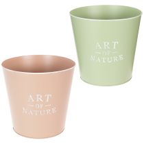 Artikel Runder Zink-Übertopf 22 cm Grün und Rosa 2er-Set