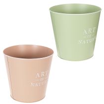 Artikel Runder Zink-Übertopf 22 cm Grün und Rosa 2er-Set