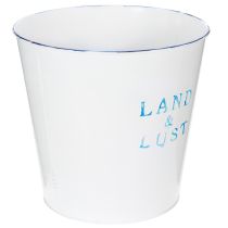 Artikel Metall-Blumentopf Übertopf Ø22×H21cm Weiß Blau Landhausstil