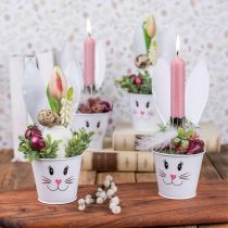 Blumentopf Hase Übertopf Metall Weiß Osterdeko Ø8cm H20,5cm 4St