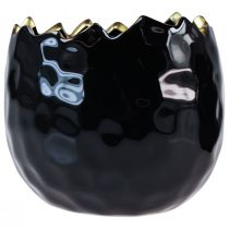 Artikel Blumentopf Keramik Ei 2er-Set Schwarz Ø10cm H8cm Indoor