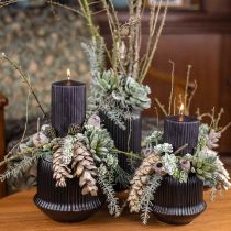 Blumentopf Keramik Übertopf Rillen Schwarz Ø14,5cm H12,5cm