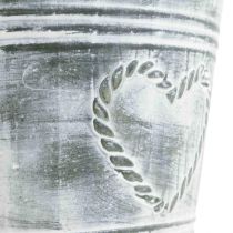 Blumentopf Shabby Chic Übertopf Metall Herz Ø17,5cm H15,5cm