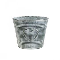 Blumentopf Shabby Chic Übertopf Metall Herz Ø17cm H13,5cm