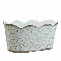Pflanzschale Weiß Metall Übertopf Pflanztopf 26×14×12,5cm