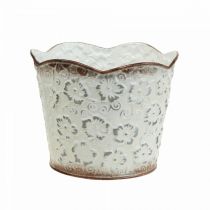 Blumentopf Weiß Metall Übertopf Pflanztopf Ø13cm H11,5cm