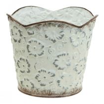 Blumentopf Weiß Metall Übertopf Pflanztopf Ø16cm H12,5cm