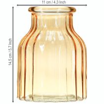 Artikel Blumenvase Glas Orange Retro-Design Ø11cm H14,5cm 2er-Set