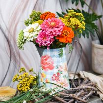 Blumenvase Deko-Kanne Metall Vintage Gartendeko Pflanzkübel H23cm