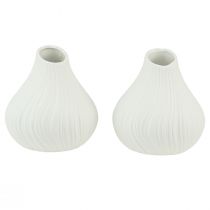 Artikel Blumenvase Keramik Zwiebelform Weiß Ø13cm H13,5cm 2St