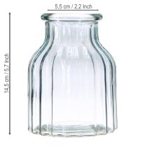 Artikel Glasvasen mit Rillenstruktur Blau Ø11cm H14,5cm 2-teilig