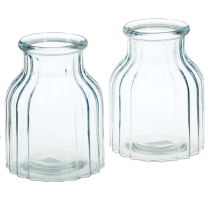 Artikel Glasvasen mit Rillenstruktur Blau Ø11cm H14,5cm 2-teilig