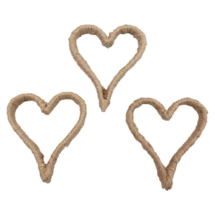 Boho Style Herz Metallring Dekoring Juteband 11cm 6St