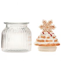Artikel Bonboniere Glas mit Keramikdeckel Schneeflocke H20cm Transparent/Braun
