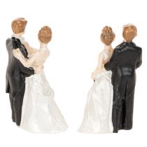 Artikel Hochzeitsfiguren aus Polyresin 6cm Weiß Rosa Schwarz 2 Stück