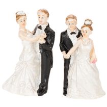 Artikel Hochzeitsfiguren aus Polyresin 6cm Weiß Rosa Schwarz 2 Stück