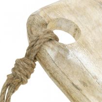 Artikel Holztablett aus Naturholz mit Jutekordel in Weiß gewaschen 60cm