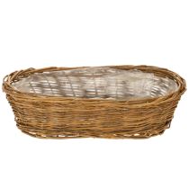 Artikel Brotkorb oval 30 cm aus ungeschälter Weide mit Plastikeinsatz, natur