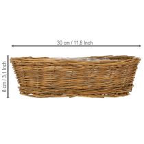 Artikel Brotkorb oval 30 cm aus ungeschälter Weide mit Plastikeinsatz, natur