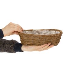 Artikel Brotkorb oval 30 cm aus ungeschälter Weide mit Plastikeinsatz, natur