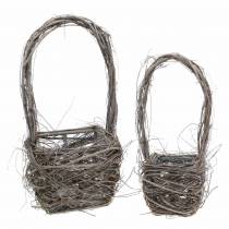 Deko Weidenkorb mit Henkel Natur H36,5cm H45cm 2er-Set