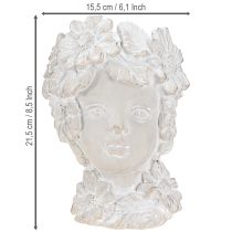 Artikel Büste aus Steinguss Übertopf Frau mit Blumenkranz H21,5 cm Grau
