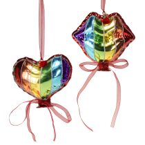 Artikel Bunte Christbaumkugeln Glas Ballons Herz Kussmund 12cm 2St