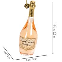 Artikel Weihnachtsbaumanhänger Set Sektflasche und Sektglas aus Glas 14cm Orange