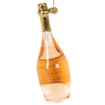 Artikel Weihnachtsbaumanhänger Set Sektflasche und Sektglas aus Glas 14cm Orange