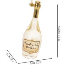 Artikel Sektflasche und Sektglas Anhänger-Set aus Glas 14cm goldfarben