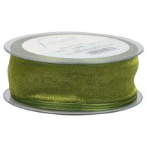 Artikel Organzaband Grün 40mm x 20m aus Polyester und Acetat mit Drahtkante