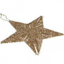 Artikel Weihnachtsstern-Anhänger aus Metall und Garn, 20,5 cm, golden, 6er-Set