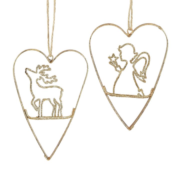 Christbaumschmuck Herz Metallherzen Deko Golden 12cm 6St