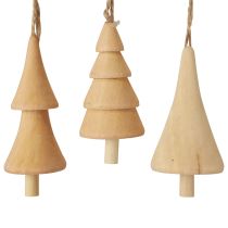 Artikel Christbaumschmuck Holz Tannenbaum, Holz Anhänger Natur 7–8cm 12St