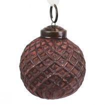 Artikel Christbaumschmuck Glas Ø5cm Rot-Braun Vintage-Stil 9er-Set